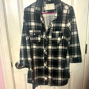 Soft long sleeve button up plaid shirt